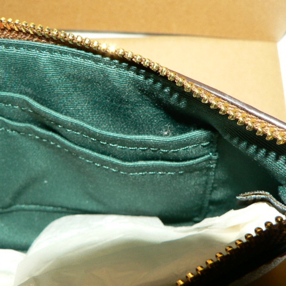 ♦Coach VTG Corner Zip Wristlet F58035-Khaki & Dark Turquoise- Brand New With Tag - Picture 13 of 16
